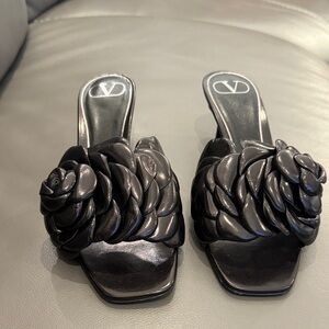 Valentino Black Floral Mules